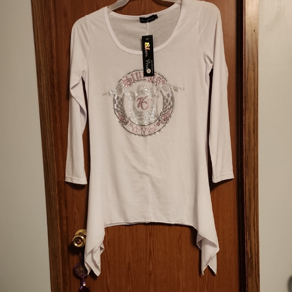 White Long Sleeve Top with Sequin Design